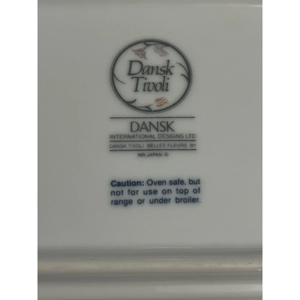 Dansk Tivoli Belles Fleurs Taupe Rectangular Baker 8x13 Baking Casserole Gratin